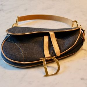Authentic Christian Dior Dark Denim Saddle Bag